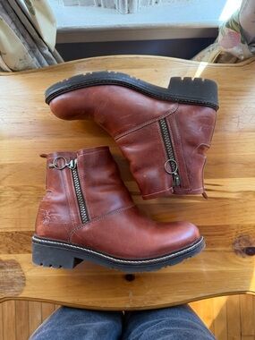 FLY LONDON Women’s Brown Leather Side-Zip Ankle Boots